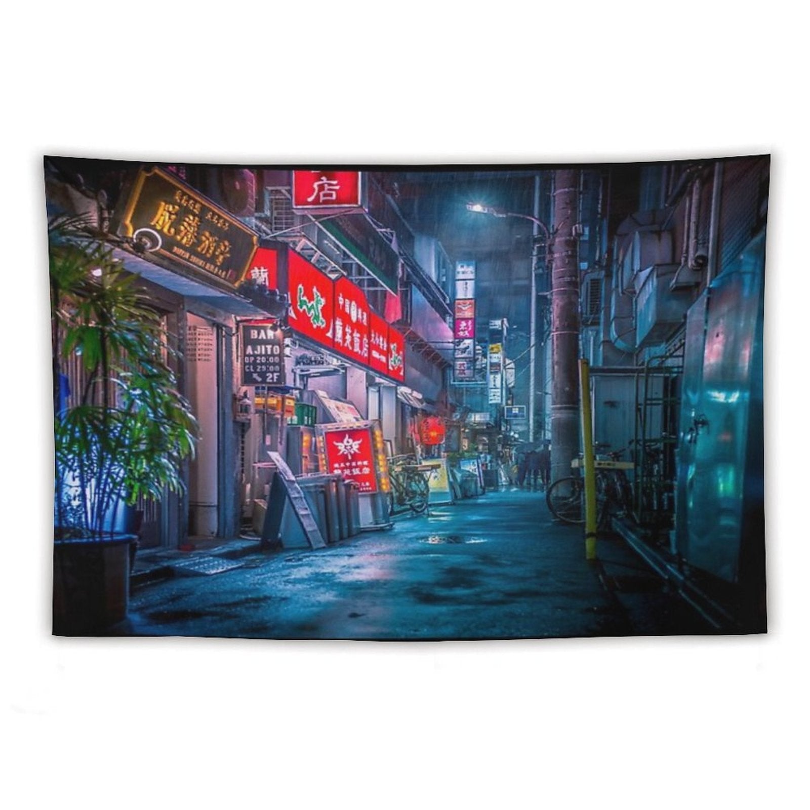 Heavy Rain Over Neo Tokyo Tapestry