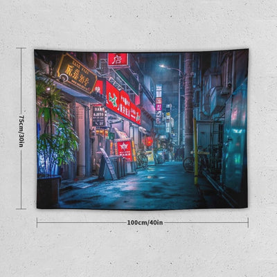 Heavy Rain Over Neo Tokyo Tapestry