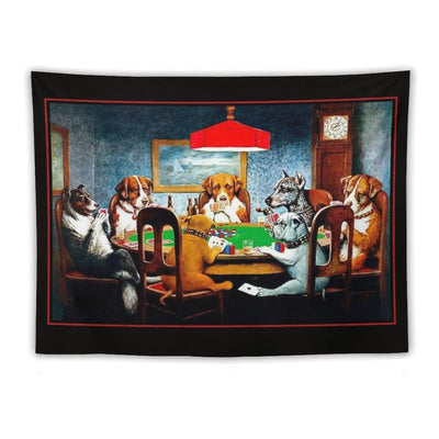 DOGS PLAYING POKER  Vintage C M Coolidge Print Tapestry