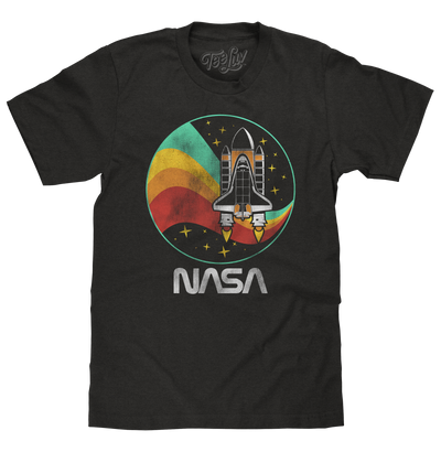 NASA Space Shuttle Worm Logo T-Shirt - Vintage Black