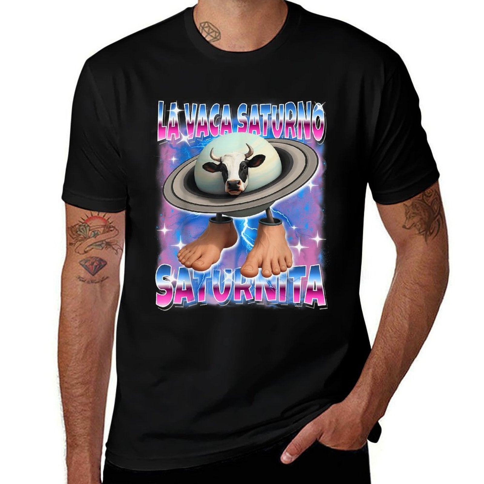 La-Vaca-Saturno-Saturnita Italian-Brainrot AI Generated Kids  Fade-proof Color T-Shirt