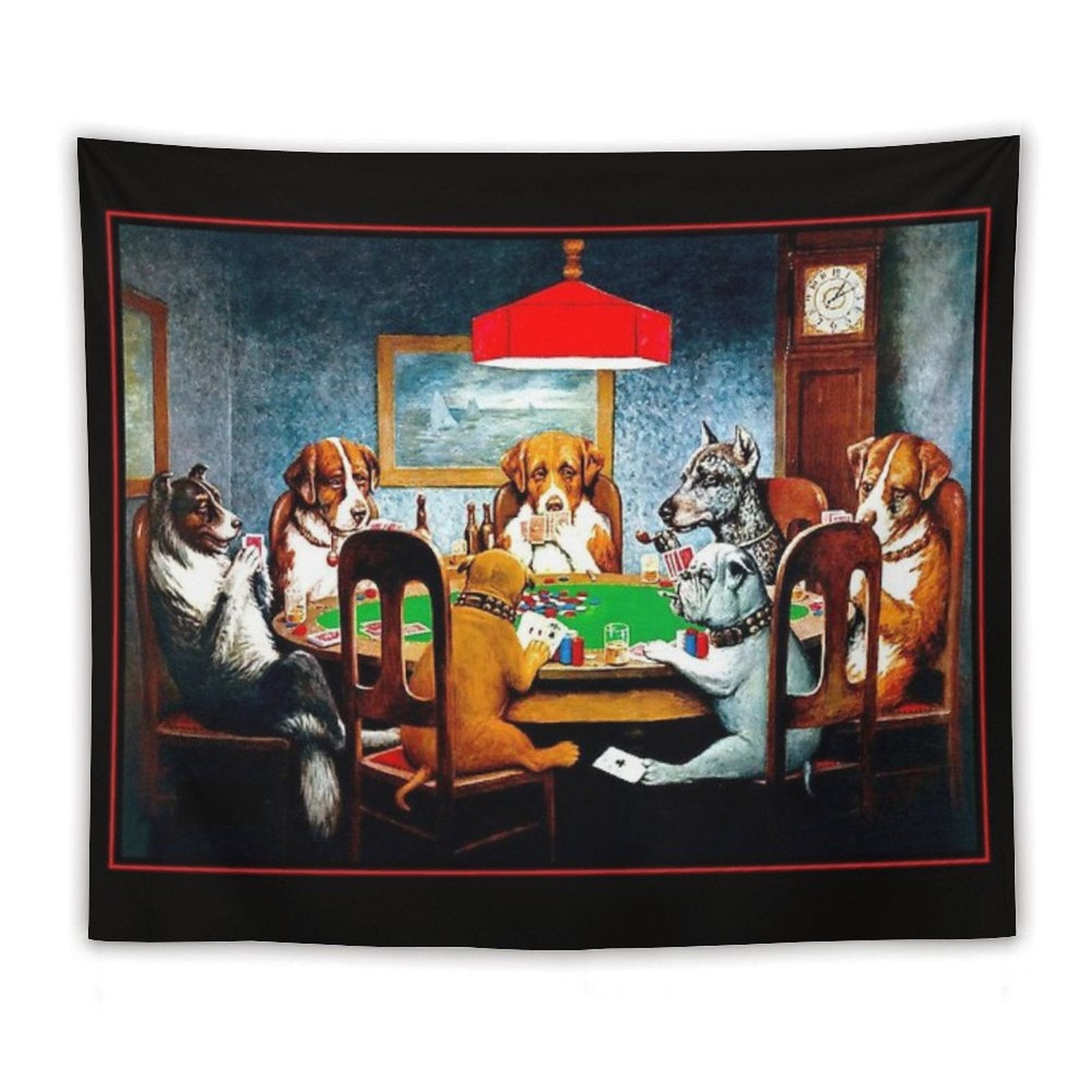 DOGS PLAYING POKER  Vintage C M Coolidge Print Tapestry