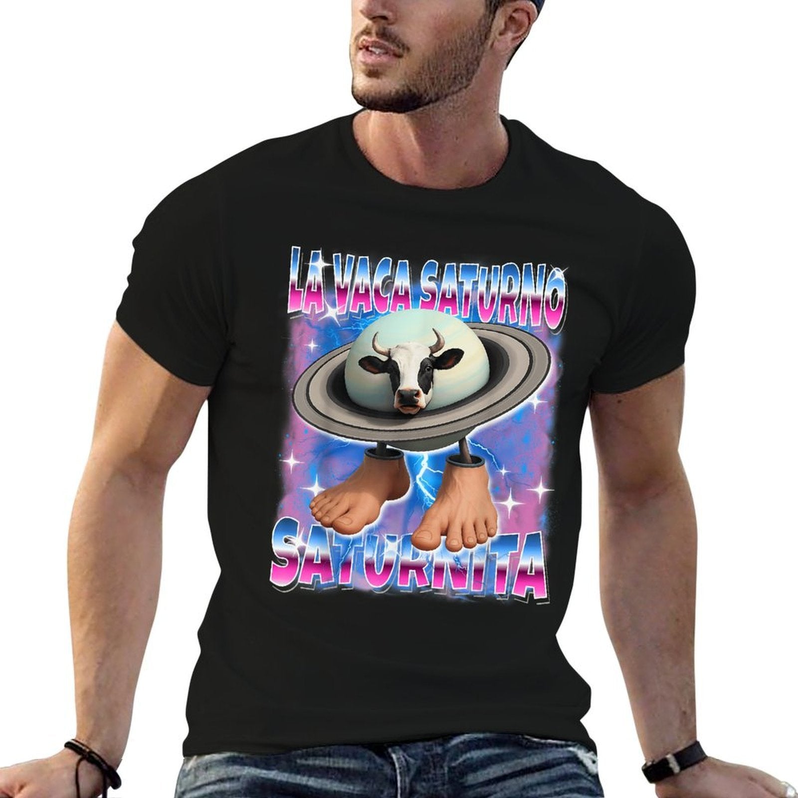 La-Vaca-Saturno-Saturnita Italian-Brainrot AI Generated Kids  Fade-proof Color T-Shirt