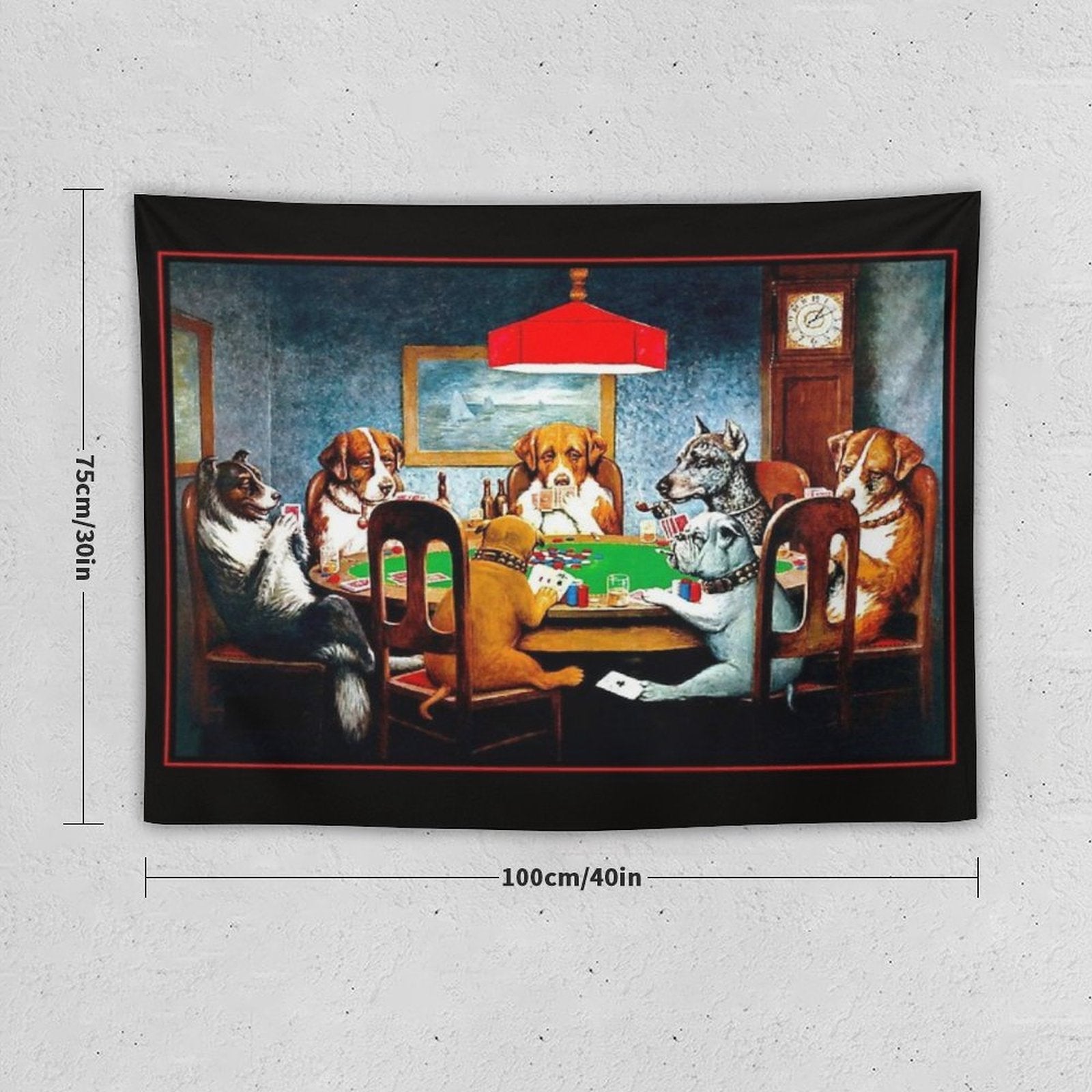 DOGS PLAYING POKER  Vintage C M Coolidge Print Tapestry