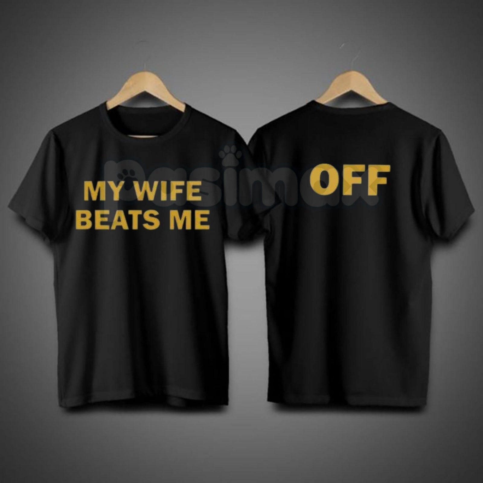 "My Wife Beats Me" Funny Husband T-Shirt – Sarcastic Marriage Joke Graphic Tee, Premium 100% Cotton Husband & Boyfriend Top, Soft Lived-In Heavyweight Prank Shirt, Made in USA