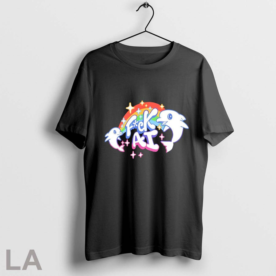 Retro Original Fck Ai Dolphin Rainbow Hoodie Y2K Retro Japanese