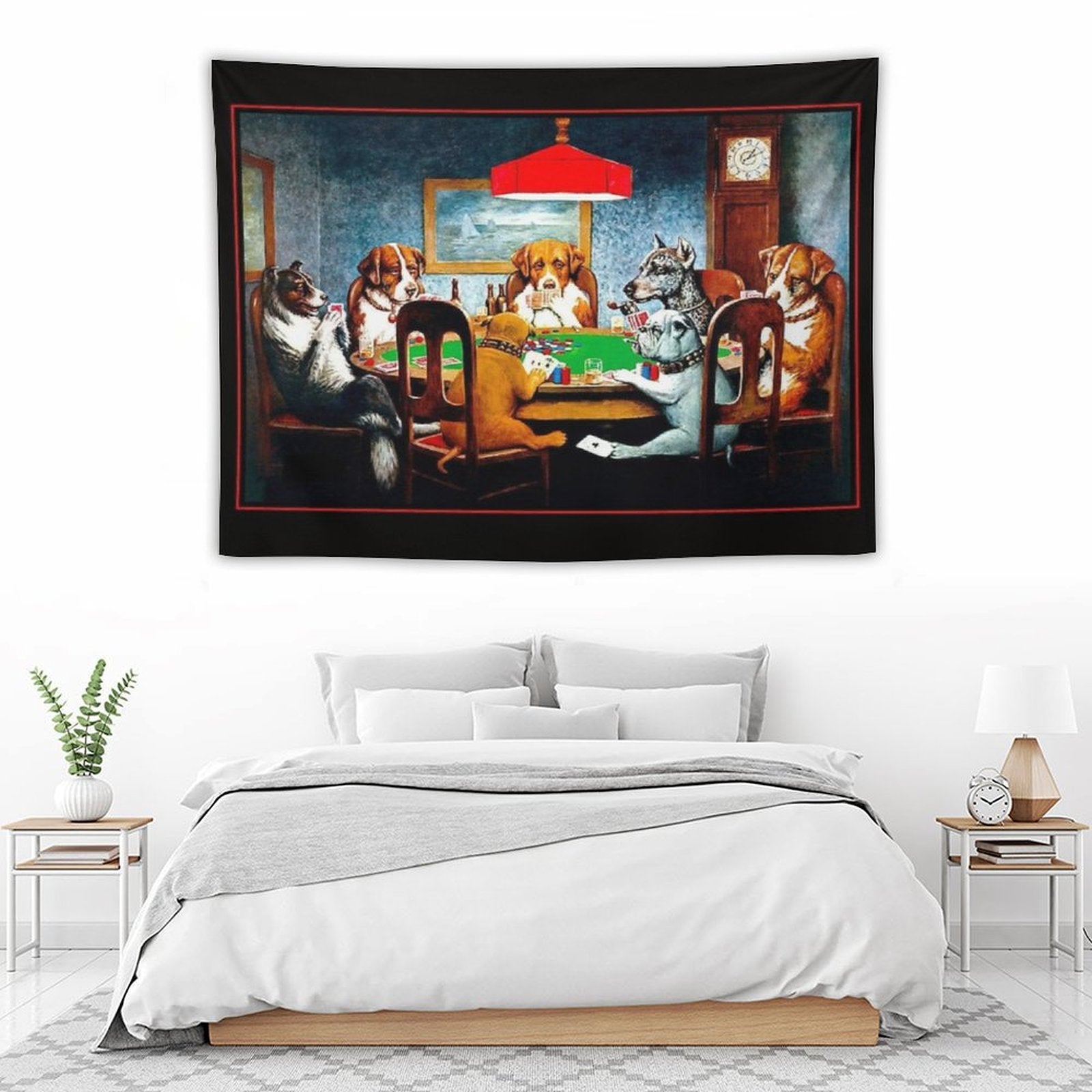 DOGS PLAYING POKER  Vintage C M Coolidge Print Tapestry