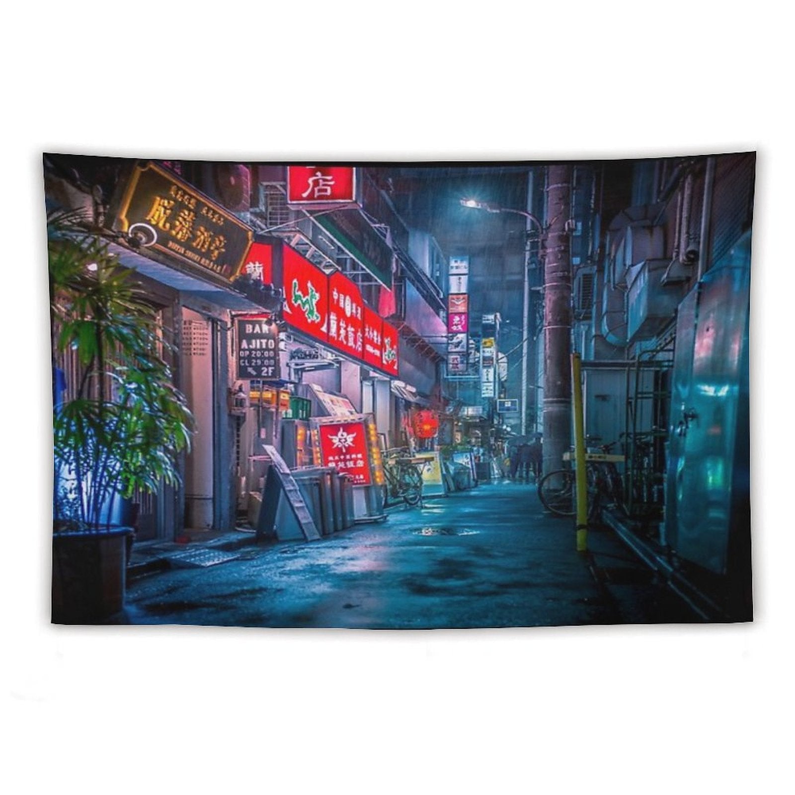 Heavy Rain Over Neo Tokyo Tapestry