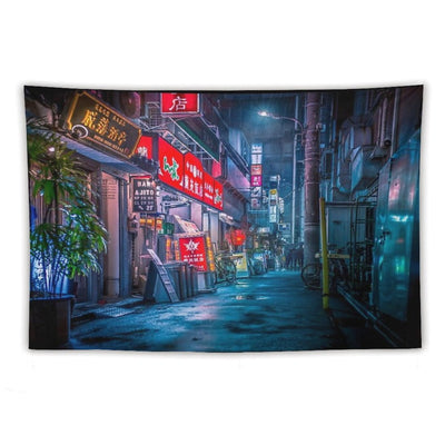 Heavy Rain Over Neo Tokyo Tapestry