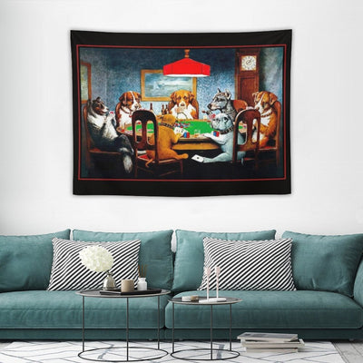 DOGS PLAYING POKER  Vintage C M Coolidge Print Tapestry
