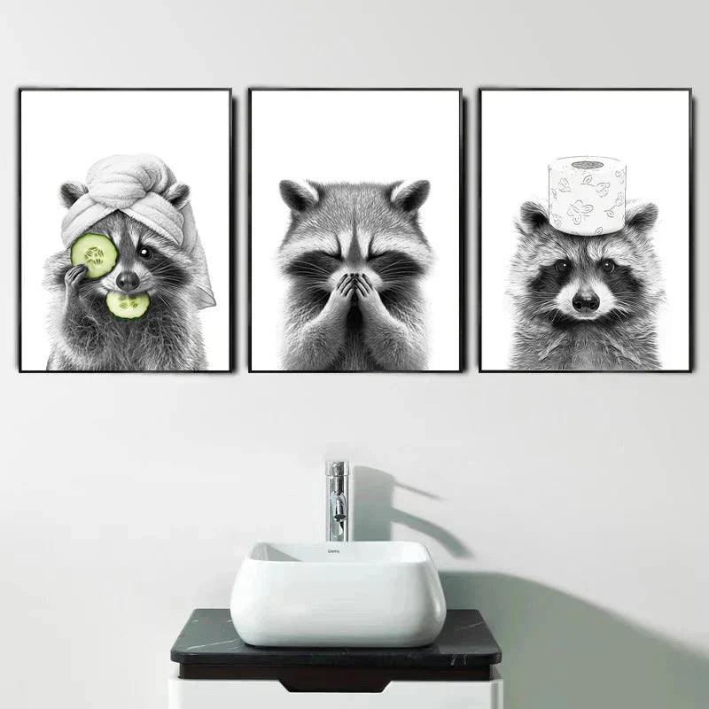 DecorBites™ Funny Animal Bathroom Wall Art Canvas
