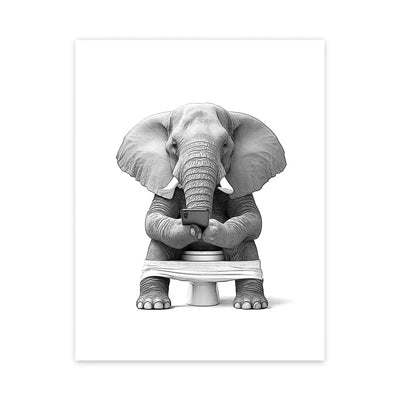 DecorBites™ Funny Animal Bathroom Wall Art Canvas