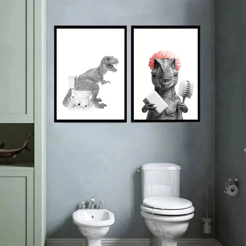 DecorBites™ Funny Animal Bathroom Wall Art Canvas