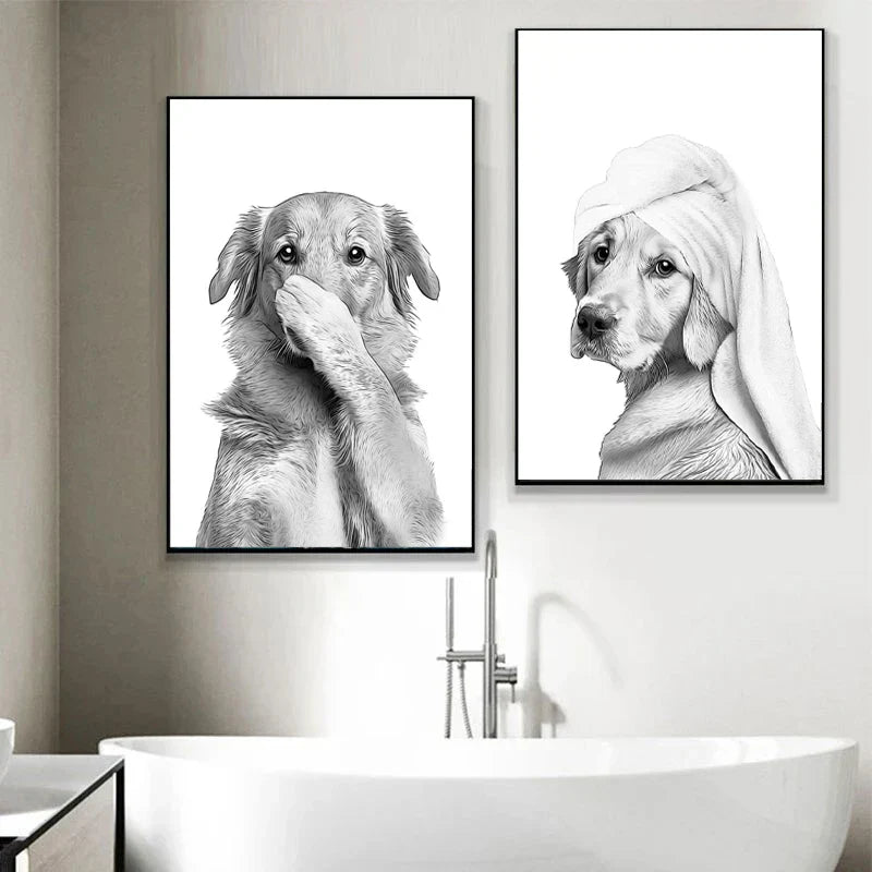 DecorBites™ Funny Animal Bathroom Wall Art Print