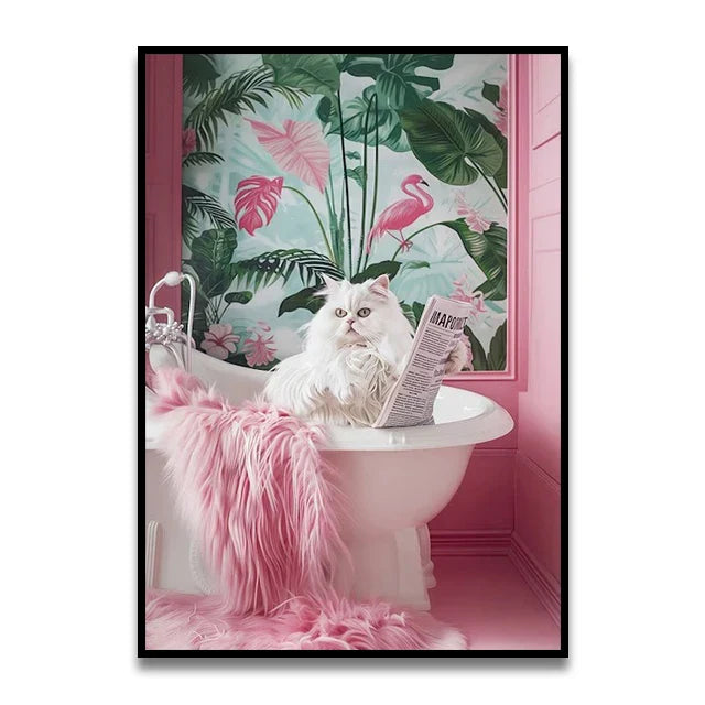 DecorBites™ Funny Cat Bathroom Canvas Wall Art