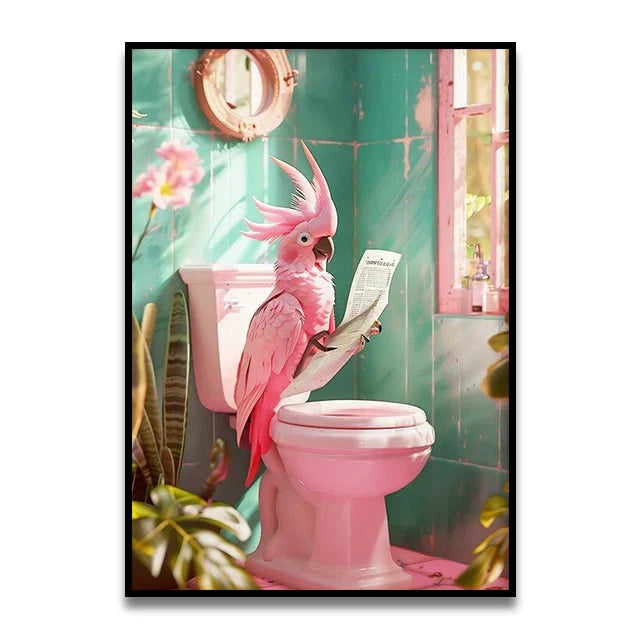DecorBites™ Funny Cat Bathroom Canvas Wall Art