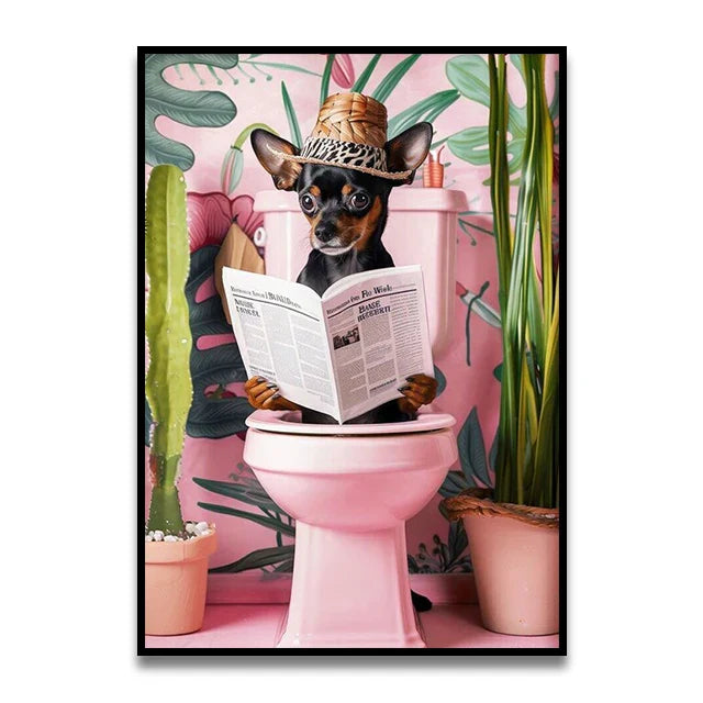 DecorBites™ Funny Cat Bathroom Canvas Wall Art
