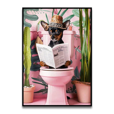 DecorBites™ Funny Cat Bathroom Canvas Wall Art