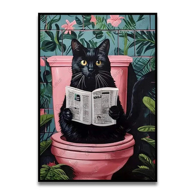 DecorBites™ Funny Cat Bathroom Canvas Wall Art