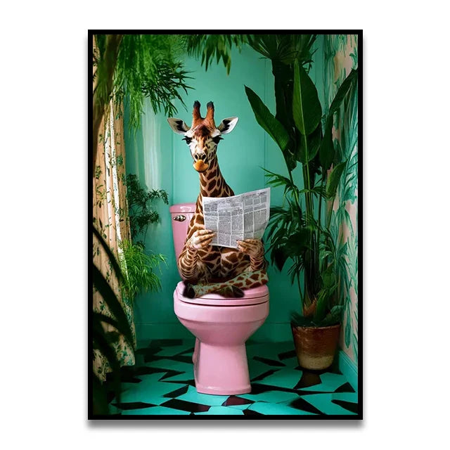 DecorBites™ Funny Cat Bathroom Canvas Wall Art
