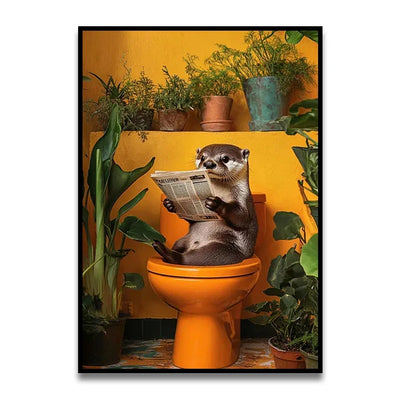 DecorBites™ Funny Cat Bathroom Canvas Wall Art
