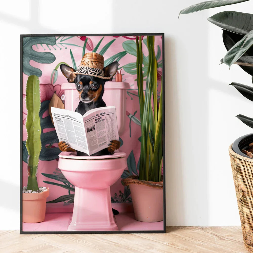DecorBites™ Funny Cat Bathroom Canvas Wall Art