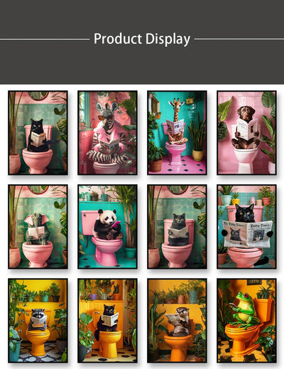 DecorBites™ Funny Cat Bathroom Canvas Wall Art