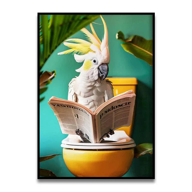 DecorBites™ Funny Cat Bathroom Canvas Wall Art