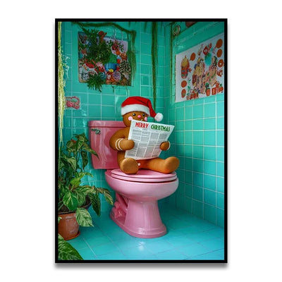 DecorBites™ Funny Cat Reading on Toilet Wall Art