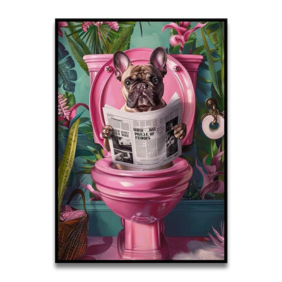DecorBites™ Funny Cat Reading on Toilet Wall Art
