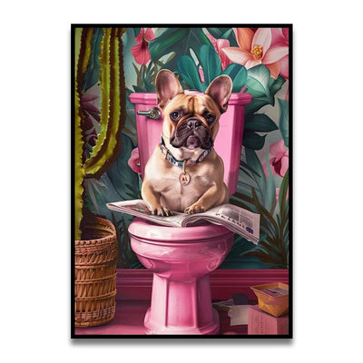 DecorBites™ Funny Cat Reading on Toilet Wall Art