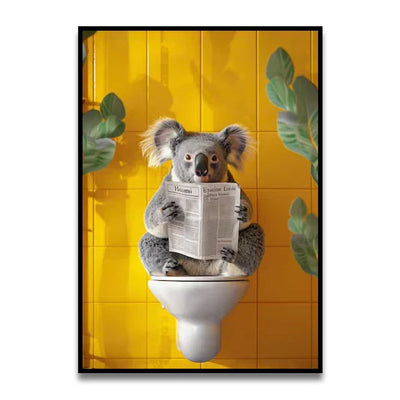 DecorBites™ Funny Cat Reading on Toilet Wall Art