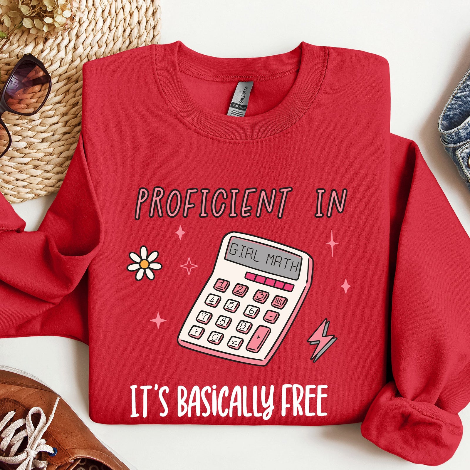 Girl Math, Basically Free, Calculator, Tiktok, Sweatshirt