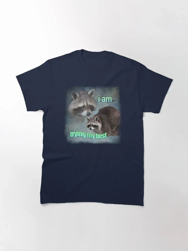 I am trying my best raccoon word art meme