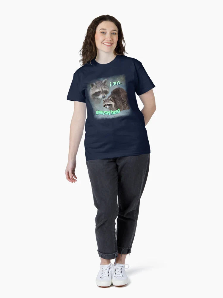 I am trying my best raccoon word art meme