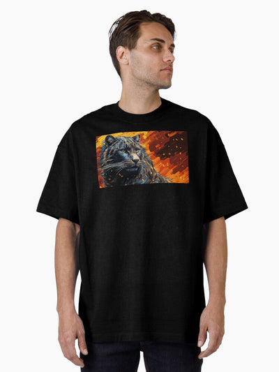 Old School Black Jaguar Ai Generated Art Oversized T T Tee 80s Retro