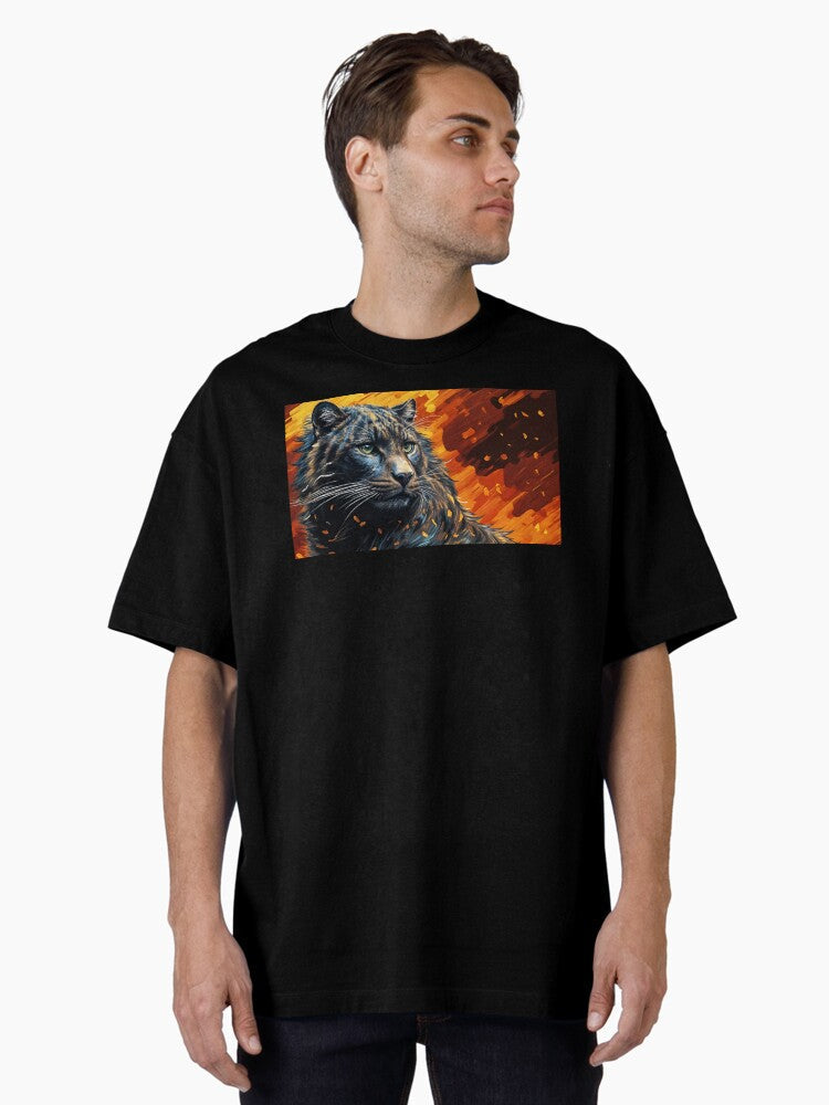 Old School Black Jaguar Ai Generated Art Oversized T T Tee 80s Retro