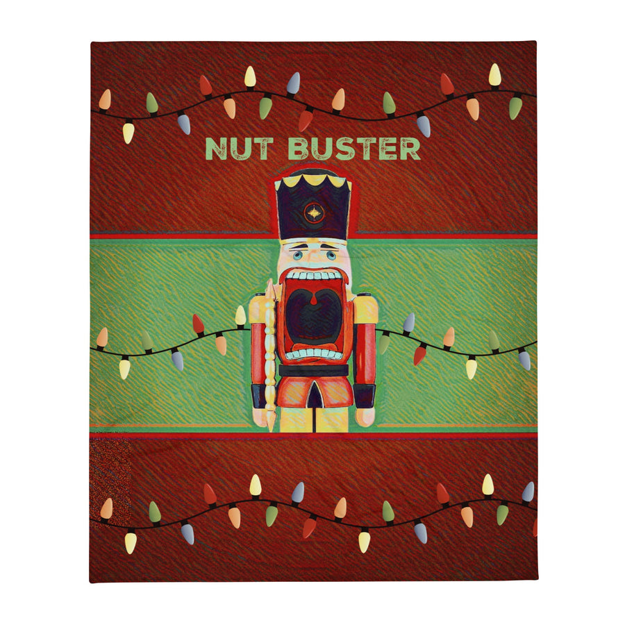 SEASONAL "NUT BUSTER" Funny Nutcracker Novelty Christmas Throw Blanket
